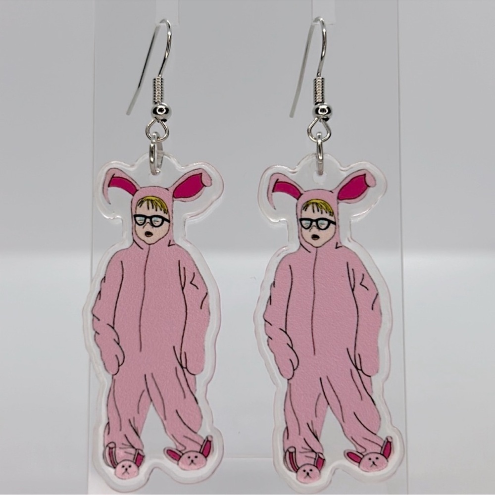 Pink Bunny Costume Earrings